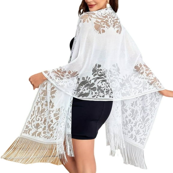 RUISINERY Elegant Women Shawl Wrap for Evening Dress Lightweight Scarf Malaysia Solid Color Hollowed Tassels Long Shawl