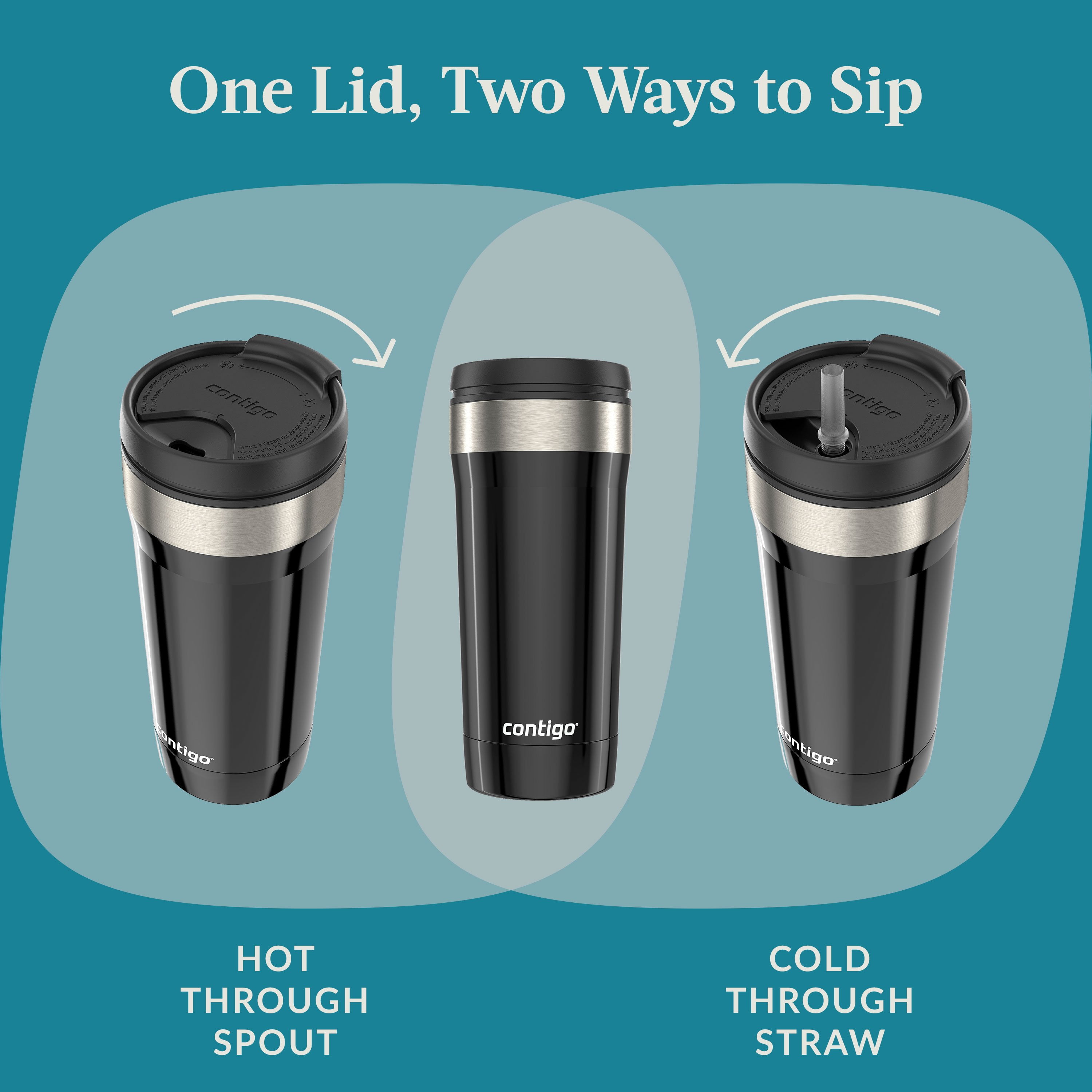 Contigo Uptown Dual-Sip Stainless Steel Tumbler with Straw in Pink, 18 fl  oz.