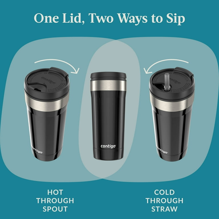 Contigo Stainless Steel Vacuum-Insulated Mug with Handle and Splash-Proof  Lid, 2 Count (Pack of 1) 