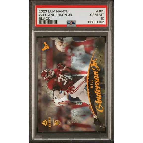 Graded 2023 Panini Luminance Will Anderson #185 Black Rookie RC Football Card PSA 10 Gem Mint