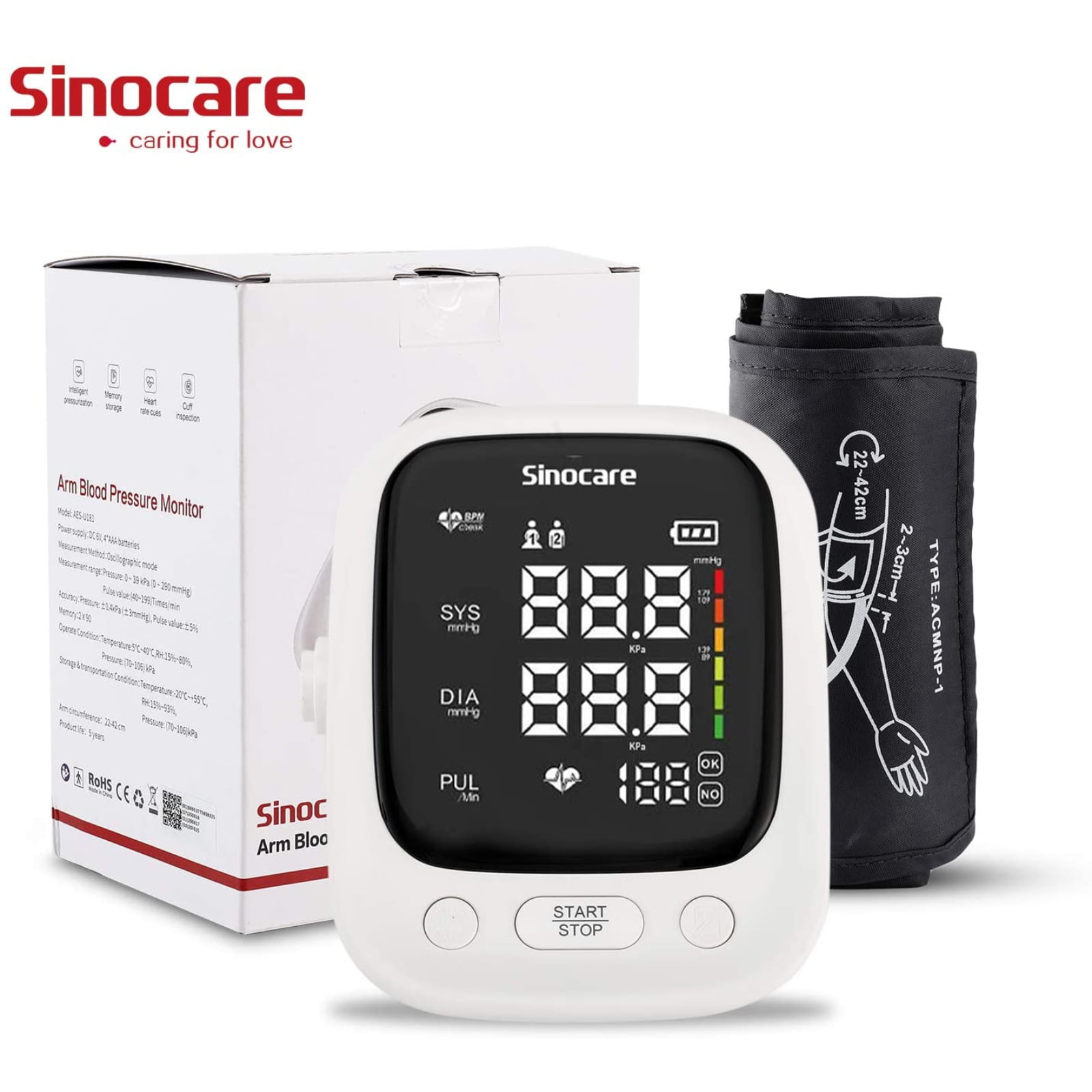 Homeuse Digital Arm Automatic Blood Pressure Monitor Cuff Pulse Heart Rate  B1681
