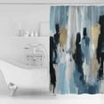 thumbnail image 4 of Extra Long Shower Curtain 72x84 Inch, Abstract Black Gold Shower Curtain Waterproof Bathroom Decor Vintage Blue Pink Oil Painting Art Fabric Bath Curtain Set Accessories with Hooks, 4 of 6