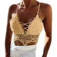 thumbnail image 1 of Top corto tipo bralette de encaje para mujer - Ribete festoneado, tirantes ajustables, poliéster, informal/fiesta - Talla única, 1 of 6