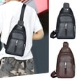 thumbnail image 1 of Bandolera de lona bandolera Mochila bandolera para hombre | Mochila de hombro de cuero PU vintage con correa ajustable | Bolso de viaje de gran capacidad | Organizador multicapa | 30x17x9cm | 1 pieza, 1 of 7