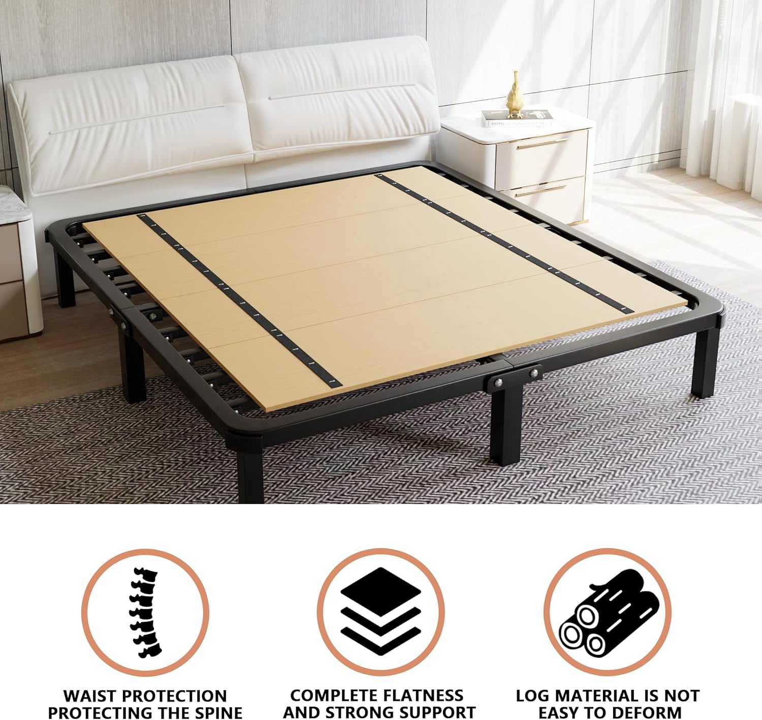 Imperius Foldable Box Spring, Bunkie Board, Bed Support Slats, Bed Boards for Under, Twin (60x30)