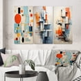 thumbnail image 1 of Designart "Blue Orange Mid Century modern Retro" Abstract Wall Art Set Of 3 - Blue Midcentury Gallery Wall Set For Home Decor, 1 of 6