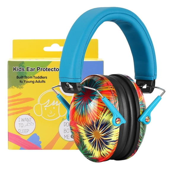 PROHEAR 032 Kids Ear Protection Safety Noise Earmuffs with NRR 25dB, Children Adjustable Headband Hearing Protectors for Monster Trucks, Sports Events, Concerts - Fireworks Pattern