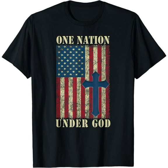 American Flag Patriotic Christian USA Love Jesus T-Shirt,Black