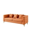 thumbnail image 3 of Spaco 81" Deep Seating Sectional Sofa, 3 Seater Comfort Teddy Fabric Couch, Soft Sitting with 3 Pillows for Living Room, Bedroom, Office, Orange, 3 of 11