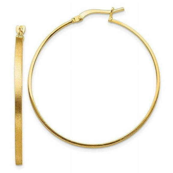 Primal Gold 14 Karat Yellow Gold Brushed 2mm Hoop Earrings