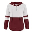 thumbnail image 4 of UAMVSH Women's Casual Hoodies Trendy Color Block Long Sleeve Drawstring Hooded Sweatshirts with Pockets 1/4 Zip Hooded Pullover Tops(Small,Wine 1), 4 of 6