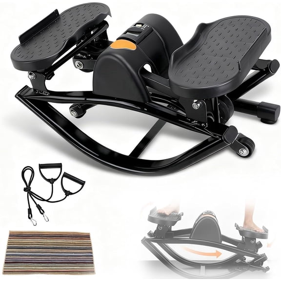 Lateral Rocking  Stepper Home Workout Machine, Portable Compact Side-to-Side Steppers with Digital Display and Resistance Bands, Low-Impact Lateral Steppers for Knees & Joints