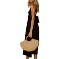 thumbnail image 4 of Faithtur Robe d'Été Décontractée pour Femmes Couleur Unie Froncée Longue Robe Mode Dos Nu Croisé, 4 of 6