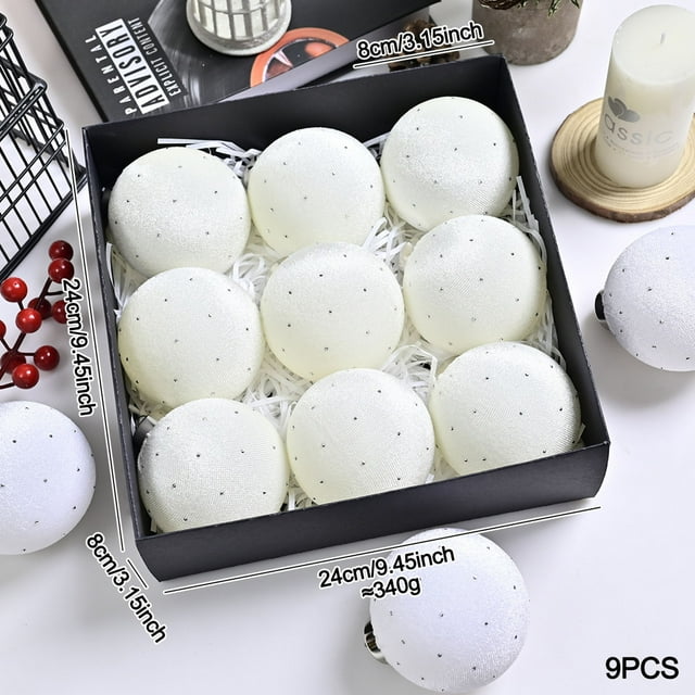 Bolas de Navidad, Arbol de Navidad, Set de 9 piezas, Bolas Colores, Adornos Navideños, para Salón, Bolas 8cm, Estilo Variado, Adornos para Exterior, para Comedor