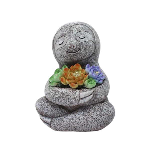 Kearding Adornos Decoración Luces solares Estatuilla de perezoso Escultura Modelo creativo Artesanía Recuerdos Presente Suministros al aire libre Decoración del hogar Kearding HA078989-00B