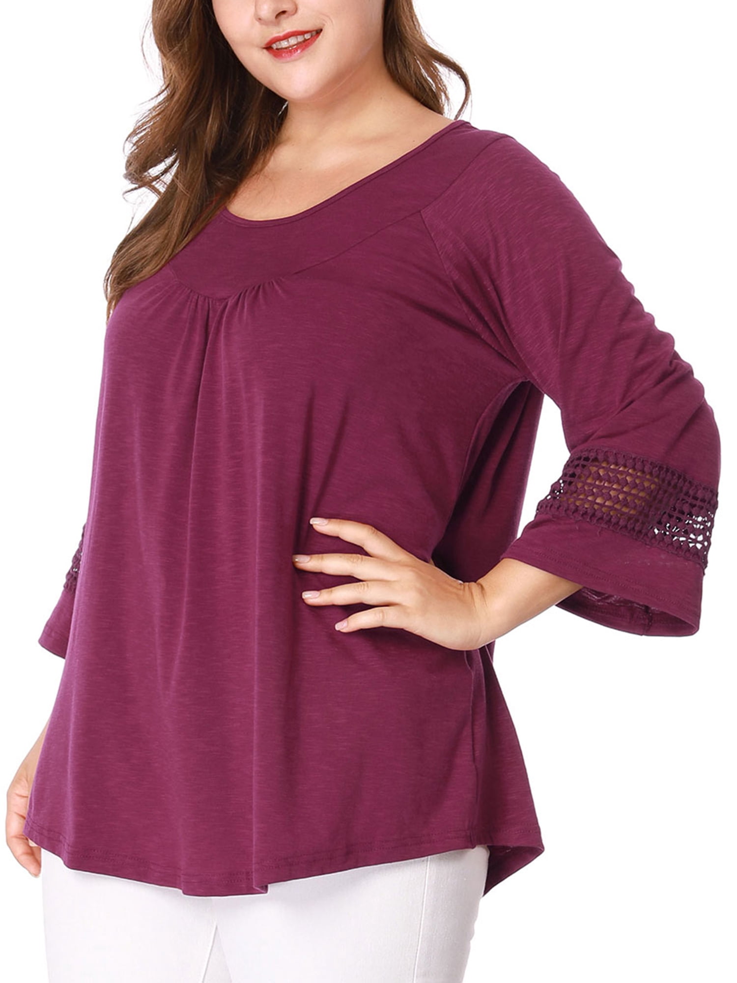 DARING DIVA Women's Plus Size Winter Kimono Long Sleeve Casual Top 4X Purple