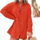 thumbnail image 1 of Barcelona Breeze Conjunto de vestido mameluco, verano sexy casual camisa suelta tops+pantalones cortos para mujer 2 piezas, 1 of 5