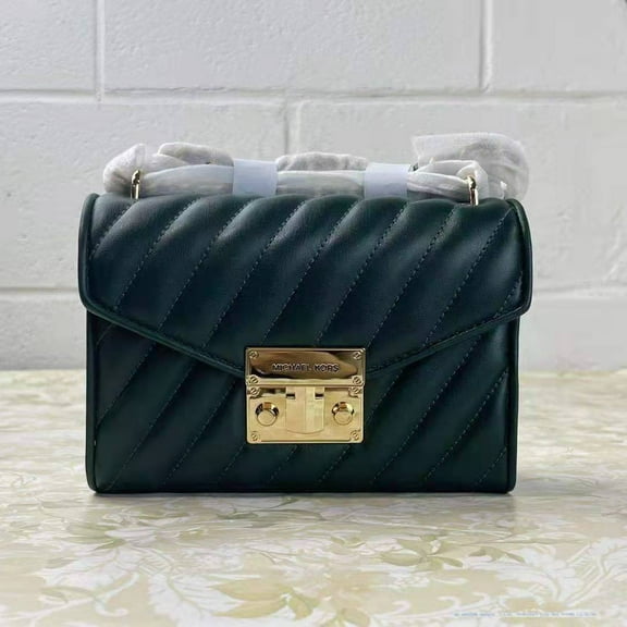 Michael Kors 35F0Gx0C5T Small Rose Quilted Leather Shoulder Bag Racing Green