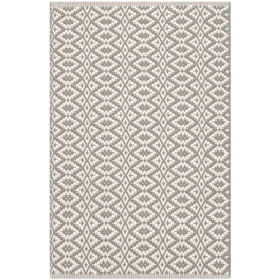 SAFAVIEH Montauk Corrine Geometric Cotton Area Rug, Ivory/Grey, 2'6" x 4'
