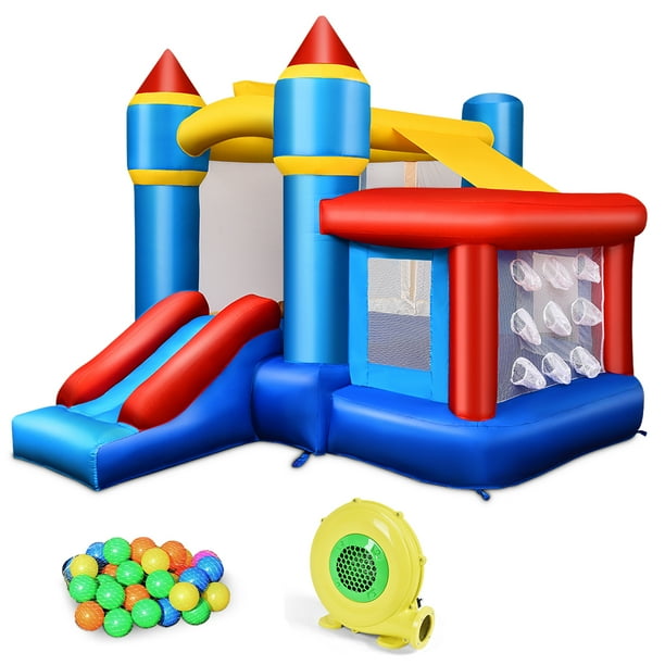 costway inflatable moonwalk slide bounce house with storage bag