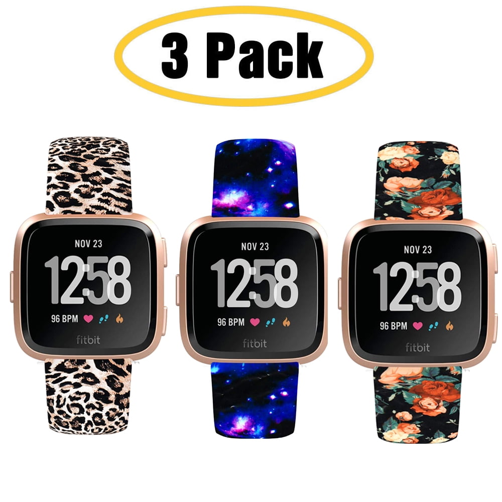 Bands for Fitbit Versa Lite SE,Silicone Pattern Printed Replacement Floral Strap 