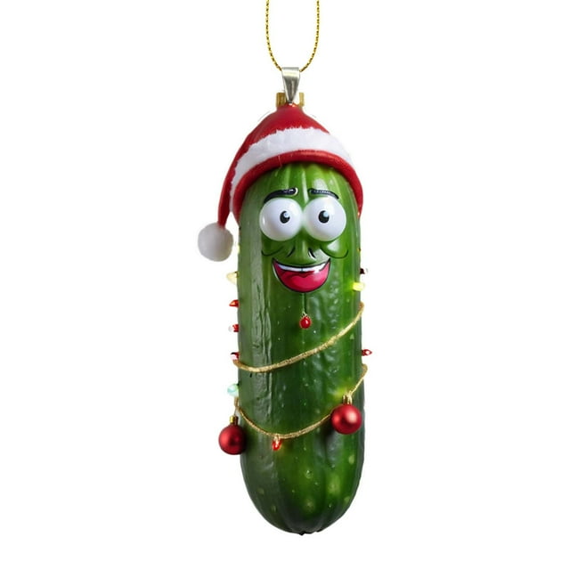 Amzcrzy Acrylic Cucumber Pendant Multi Functional Acrylic Decorative Christmas Tree Pendant Cute Mini Cucumber Christmas Pendant Holiday Decorations Hanging Decor Garden Decorations