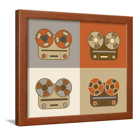 Retro Reel to Reel Tape Recorder Icon Framed Print Wall Art By