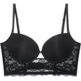 thumbnail image 2 of Backless Invisible Bra U-shaped Large Lace Wedding Bra Low Back Underwear Gathering Sexy Fitted Bra, 2 of 5