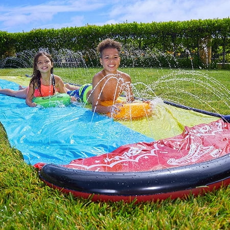 Terra Water Slide for Kids  16 FT Slip Water Slide with 2 Surfboards & 2 Sliding Racing Lanes  Summer Toy with Sprinkler  Sports Outdoor Fun Water Play Toys