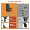 thumbnail image 4 of Pirecart 2PCS Folding Patio Chairs, 5 Level Adjustable Outdoor Lawn Chair with Removable Headrest, Teslin Fabric Patio Chairs with Ergonomic Armrest, Foot Pad, Black, 4 of 10