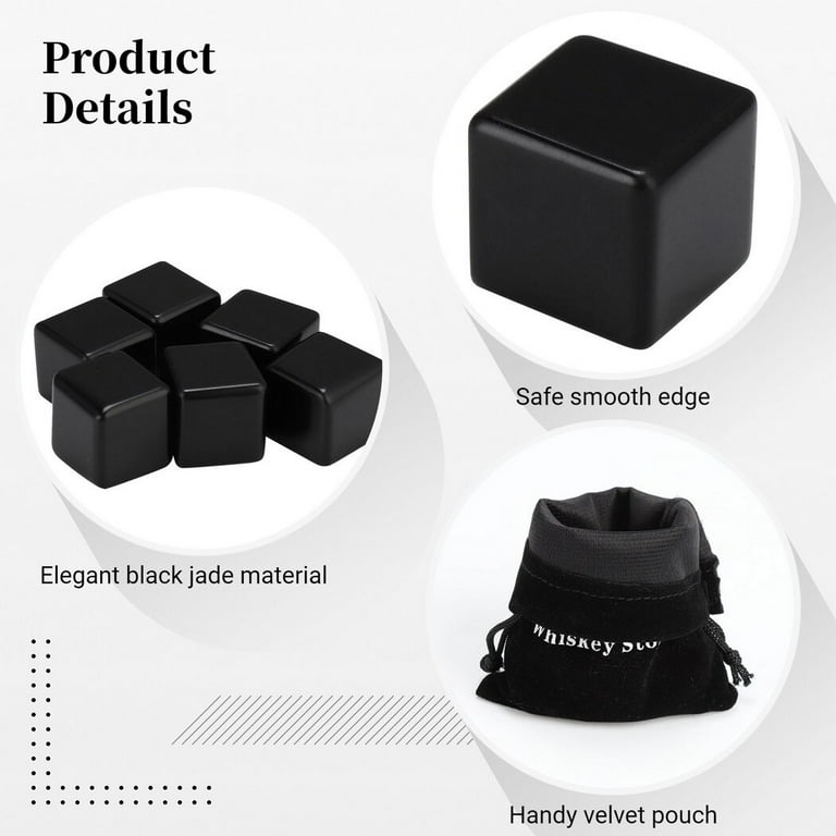 6PCS Whiskey Stones, Chilling Stones with Velvet Pouch
