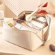 thumbnail image 2 of Large Capacity Travel Cosmetic Bag For Women, Opens Flat Makeup Bag Pu Leather Storage Bag, Solid Waterproof Multifunctional Toiletry Bag Skincare Bag, 2 of 4