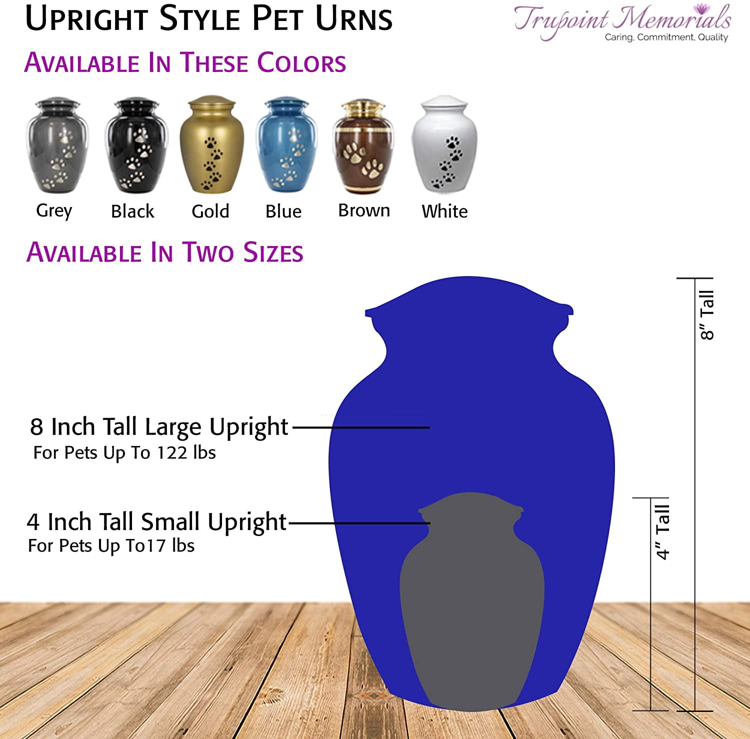 Trupoint Memorials Large Pet Cremation Urn for Large Animals - for Dogs and Cats up to 122 Pounds