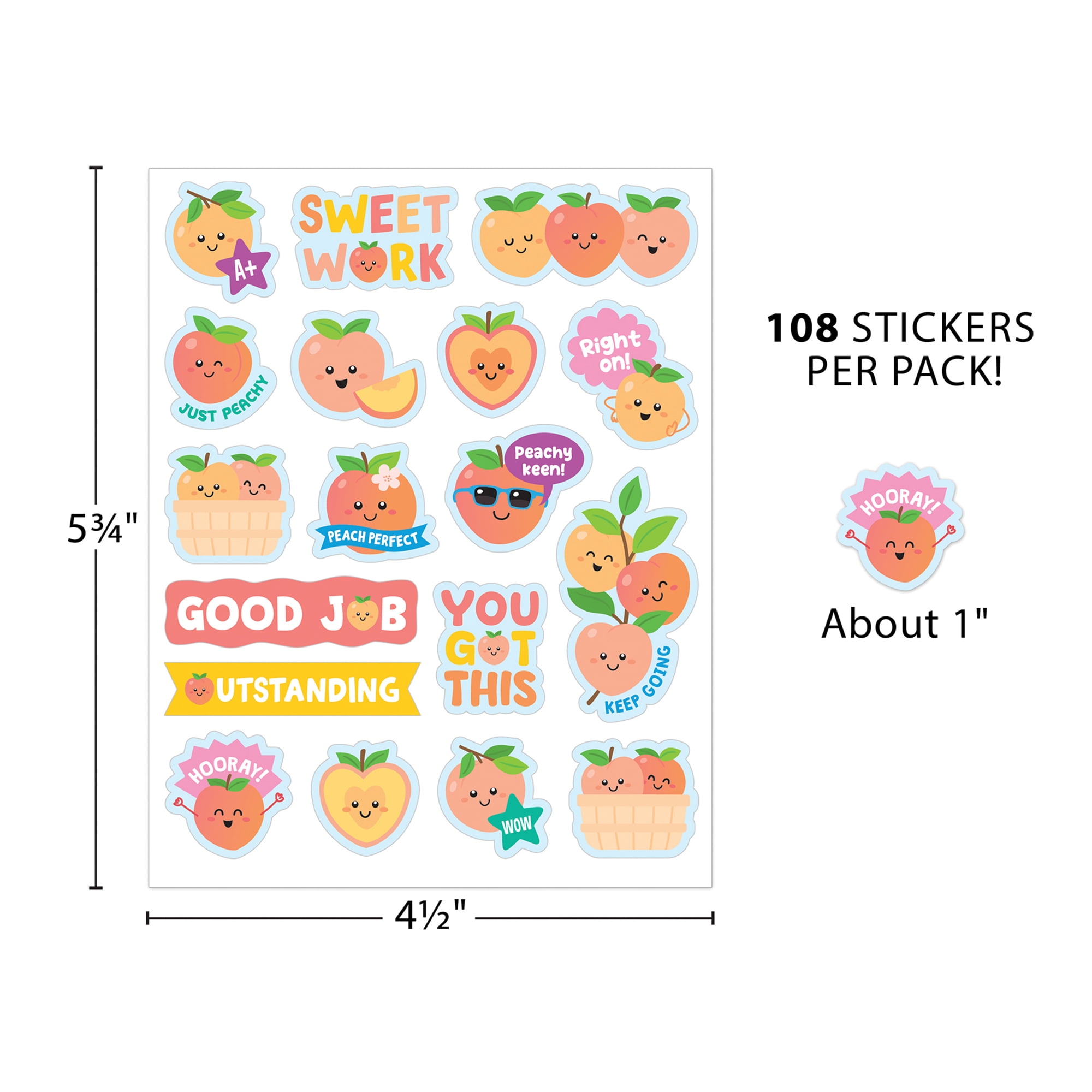 Teacher Created Resources Peach Smelly Stickers, 108 Per Pack, 6 Packs