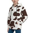 thumbnail image 2 of Uemuo Brown Cow Pattern Hooded Sweatshirt for Youth Pullover with Kangaroo Pocket Trendy youth sweatshirt Casual Hoodie for Boys and Girls-X-Large, 2 of 6