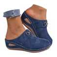 thumbnail image 3 of Women's Wide Width Wedge Sandals Slip On Backless Clogs Platform Non Slip Work Shoes Lightweight Dress Mules Blue Size9, 3 of 9