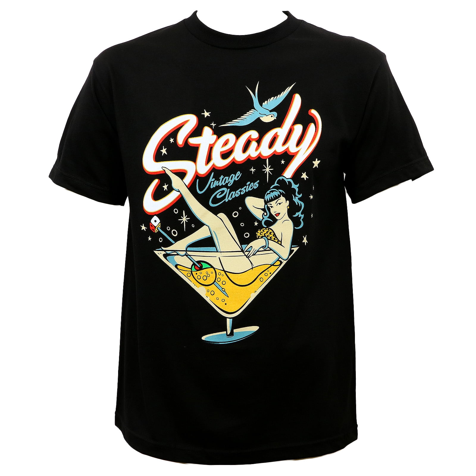 Steady Clothing Men s Vintage Classic Martini Girl T Shirt 2XL