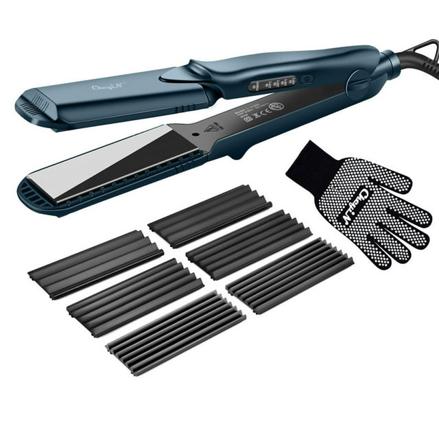 CkeyiN 4-in-1 Hair Straightener, Anion Ceramic Adjustable Temperature Flat Iron with Replaceable Plates