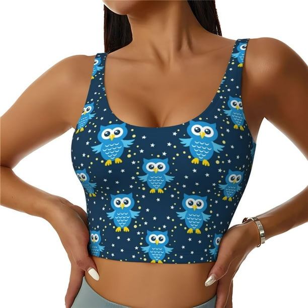 Balery Blue Owl Sujetadores deportivos con espalda cruzada para mujer, acolchados, sin costuras, de alto impacto, ideales para yoga, gimnasio, entrenamiento y fitness.-