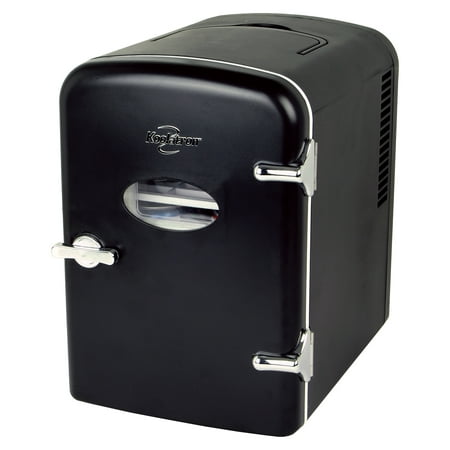 Koolatron 6 Can AC/DC Personal Retro Electric Mini Cooler/Mini Fridge in Black (4.2 Quarts/4 Liters)