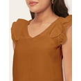 thumbnail image 5 of Moomaya Solid Flutter Sleeve Tops For Women, Moss Georgette V-Neck Casual Crop Top, 5 of 8