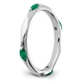 thumbnail image 6 of Sterling Silver Stackable Expressions Rhodium-plated Created Emerald Ring, 6 of 7