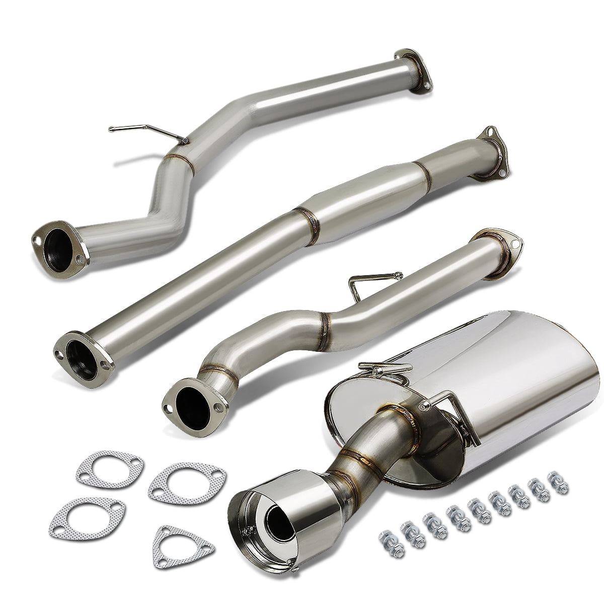 DNA Motoring CBE-OE-HC122 Honda Civic Coupe FG3 / FG4 Stainless Steel 4" Tip Oval Muffler Catback Exhaust System