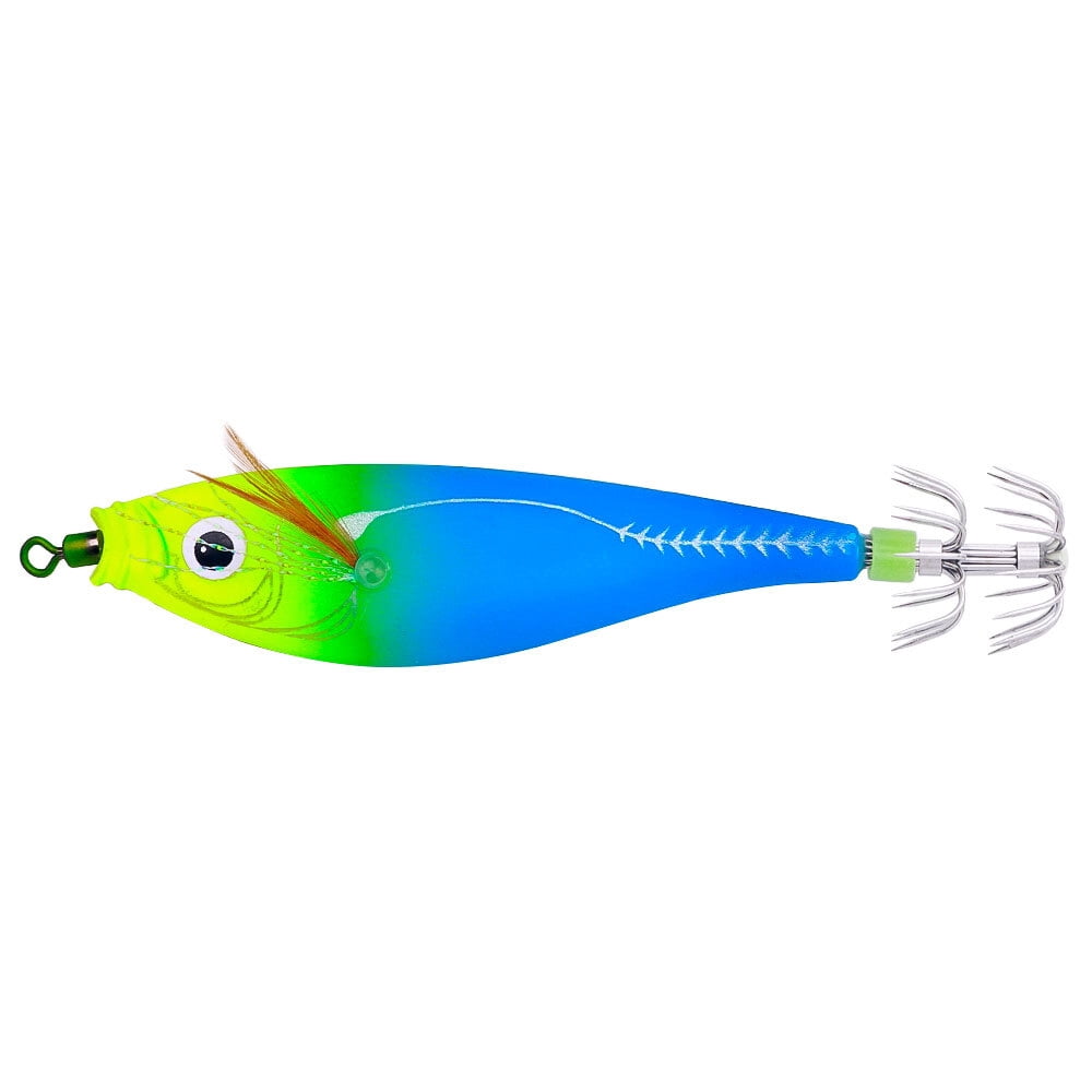 7PCS Glow Squid Jig Shrimp Lures Fishing Bait Hook Octopus 9.5cm/10g Saltwater