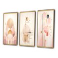 thumbnail image 3 of Designart "Vintage Pink Circular Geometric Harmony II" Modern Geometric Framed Wall Art Set Of 3 - Pink Abstract Frame Gallery Set For Office Decor, 3 of 6