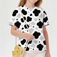 thumbnail image 6 of LYEAA Kids T Shirts Graphic Crewneck Short Sleeve Basic Tee Lightweight Pullover Cow Print Funny Casual Tops Silver 4T, 6 of 8