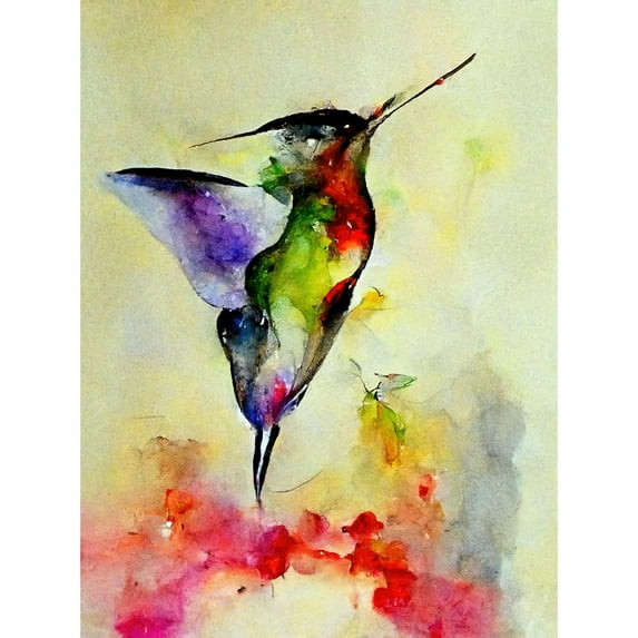 Elegant Hummingbird Abstract Watercolour Unframed Wall Art Print Poster Home Decor
