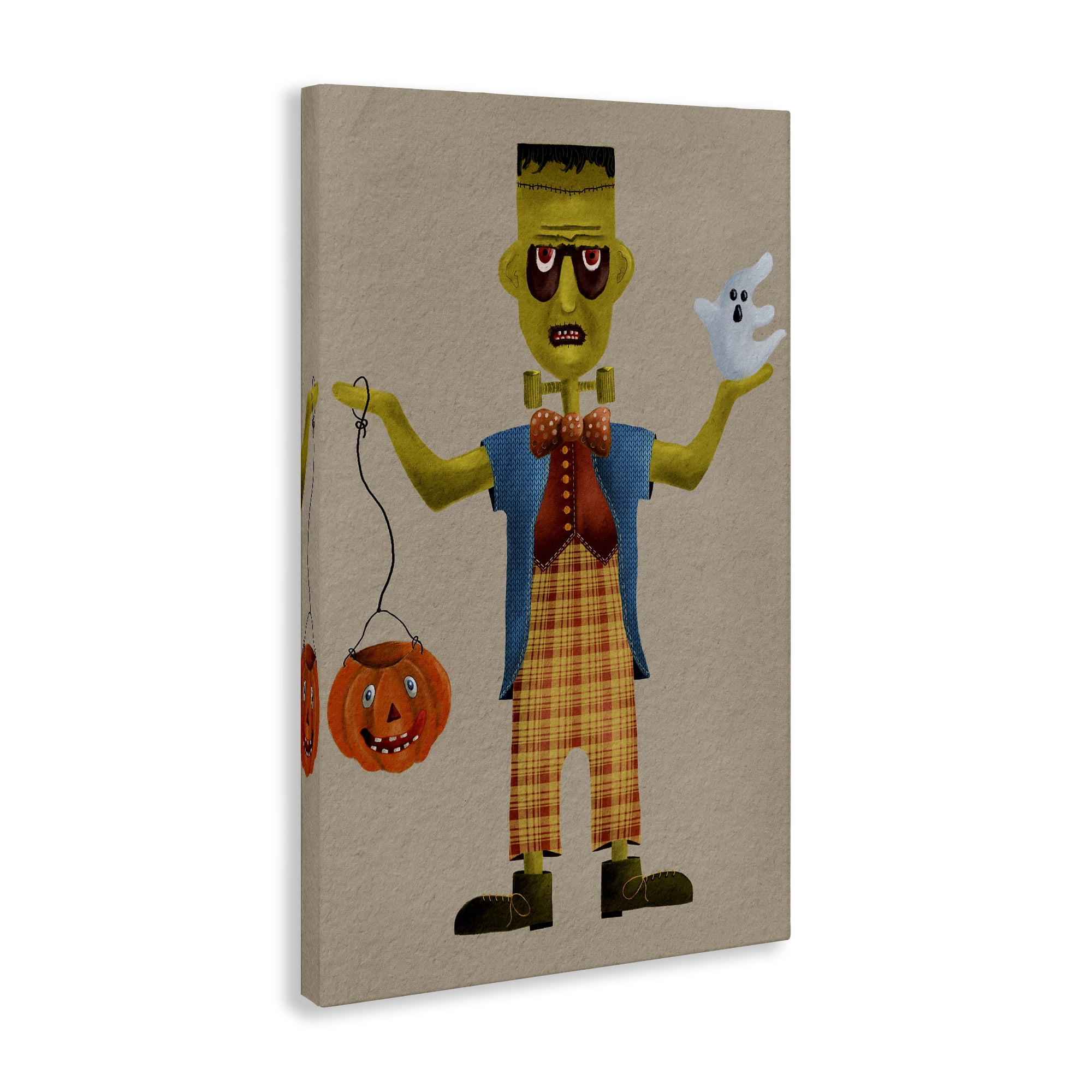 Stupell Industries Halloween Monster & Ghost Holiday Painting Gallery Wrapped Canvas Art Print Wall Art, 16 x 24