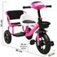 thumbnail image 4 of Triciclo para Niños Dos Asientos Torreta con Luz y Sonido Ruedas de Goma Apto a partir de 2 Años - Rosa, 4 of 6
