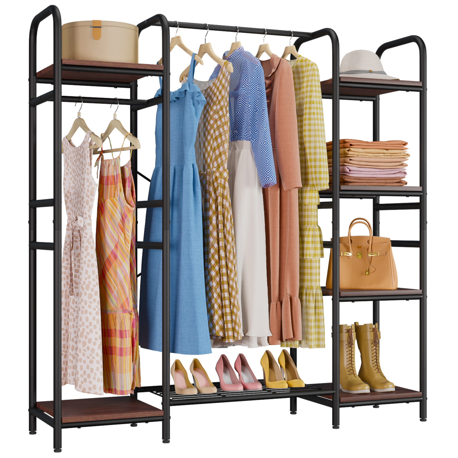 Timate P9 Bedroom Armoires Heavy Duty Garment Rack Metal Clothes Rack , Black